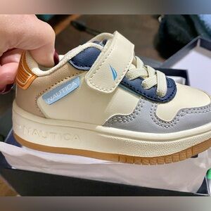 Nautica Kids Cream and Navy Sneakers